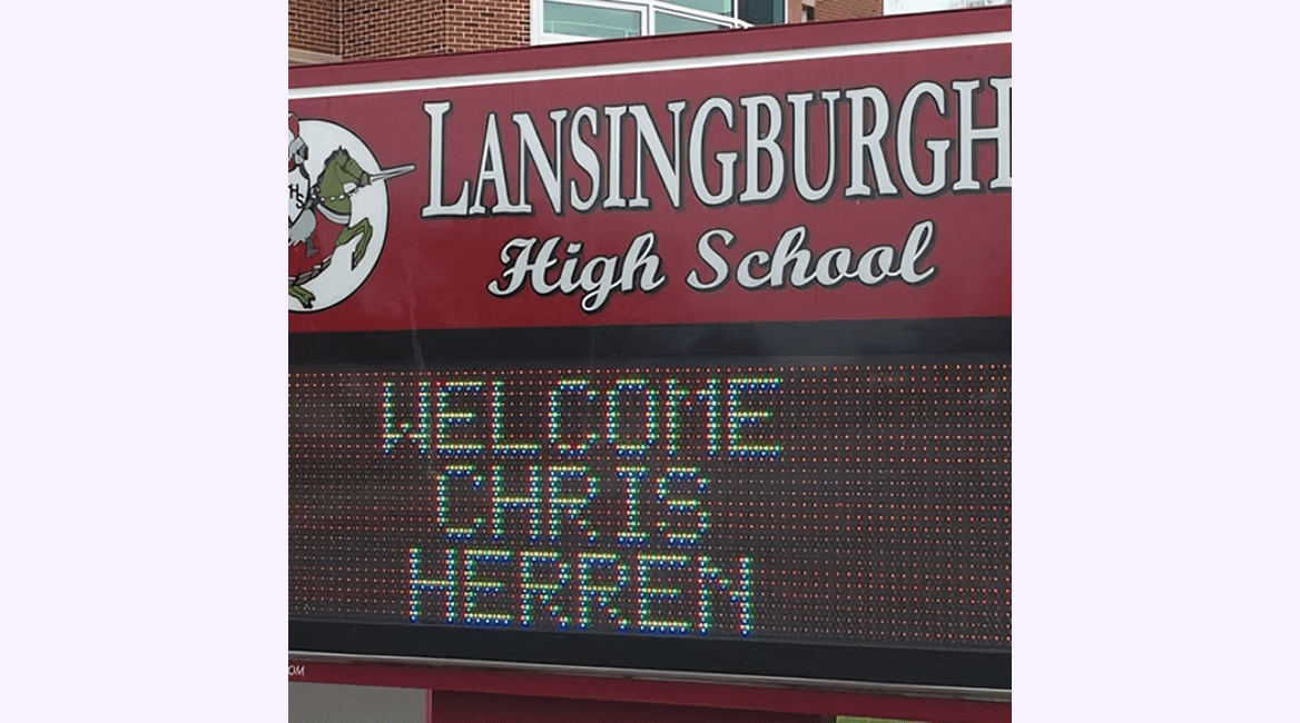 Lansingburgh High School welcome sign